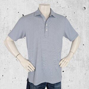 Peter Millar Golf Polo Shirt Size Large Crown Crafted Thin Stripes